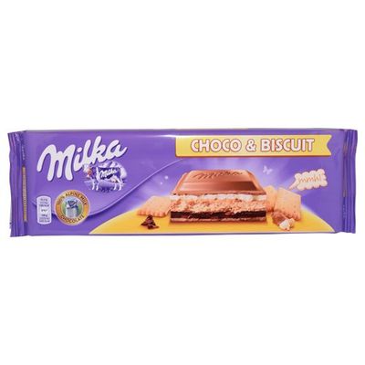 Milka Choco &amp; Biscuit Alpine Milk Chocolate Bar 300g (Pack of 3)