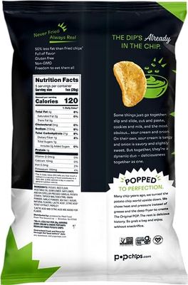 Popchips Potato Chips Sour Cream &amp; Onion Potato Chips 5 oz Bags (Pack of 5)