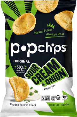 Popchips Potato Chips Sour Cream &amp; Onion Potato Chips 5 oz Bags (Pack of 5)