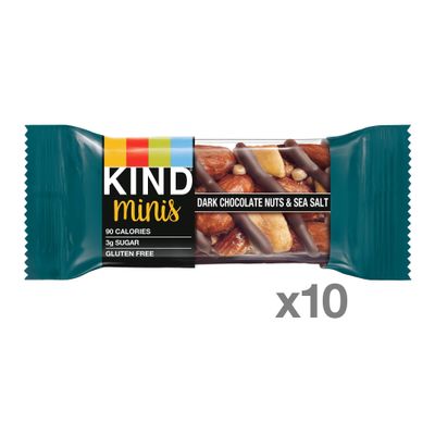 KIND Minis, Dark Chocolate Nuts &amp; Sea Salt, Healthy Snacks, Gluten Free, Low Calorie Snacks, Low Sugar, 10 Count