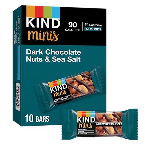 KIND Minis, Dark Chocolate Nuts &amp; Sea Salt, Healthy Snacks, Gluten Free, Low Calorie Snacks, Low Sugar, 10 Count