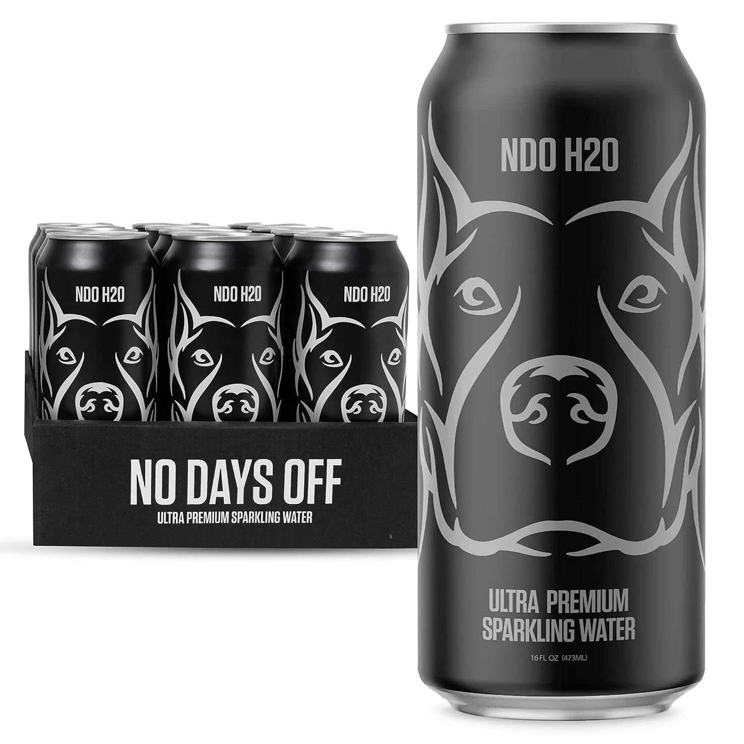 NO DAYS OFF Premium Water (Sparkling), 12 Pack - 16 fl oz/can, 5.68L Total, Reverse Osmosis Canned Water, Carbonated