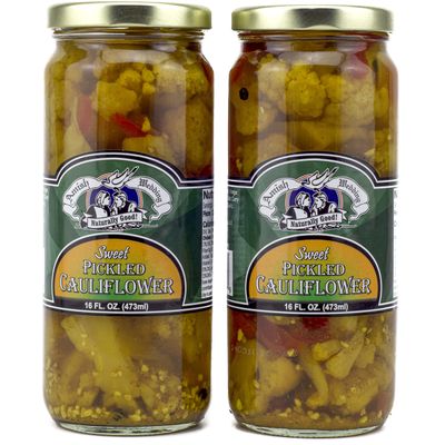 Amish Wedding Sweet Pickled Cauliflower, 16 oz Glass Jars (2 Jars)