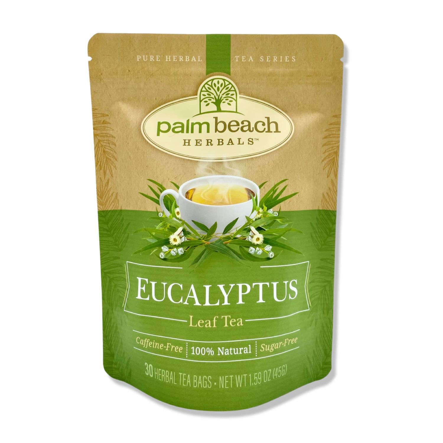 Eucalyptus Leaf Tea - Pure Herbal Tea Series by Palm Beach Herbal Tea Company (30 Tea Bags) 100% Natural