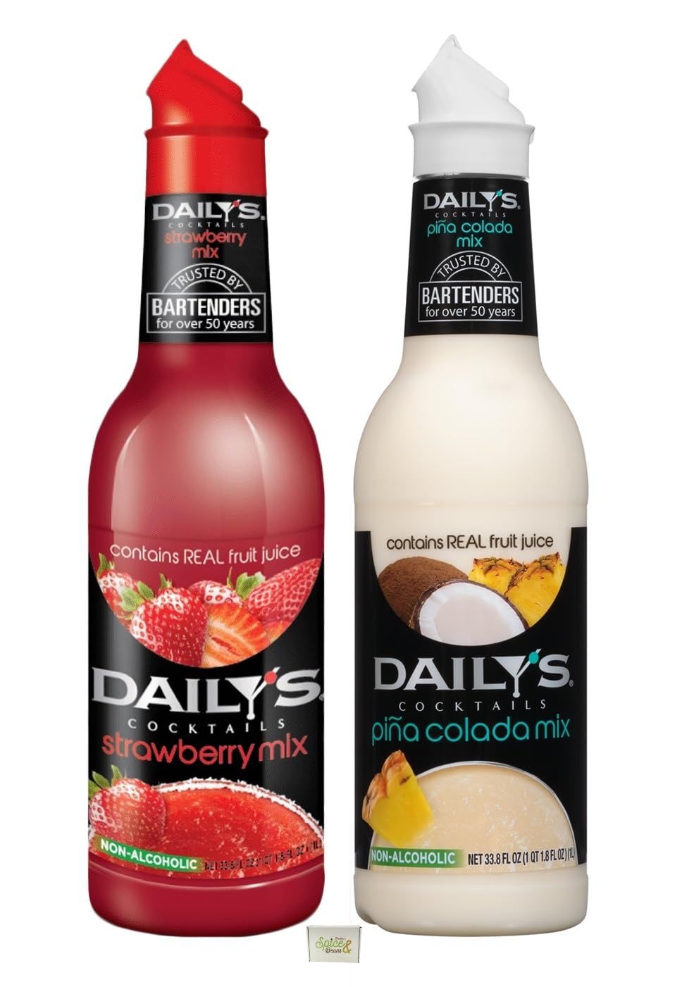 Daily&#39;s Strawberry &amp; Pina Colada Cocktail Mixer 33.8 oz. | Non-Alcoholic - 2 Pack