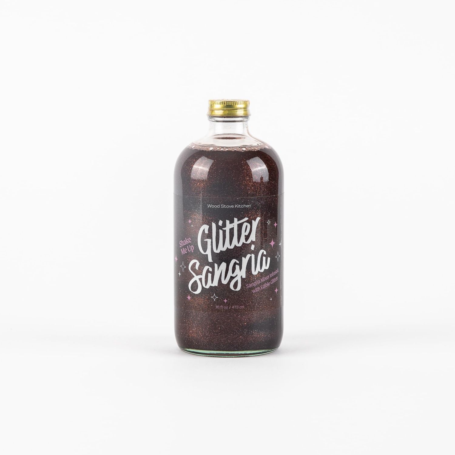 Wood Stove Kitchen - Glitter Sangria Mix | Cocktail &amp; Mocktail Mixer - Natural Craft Syrup with Tasty Flavors - Concentrated &amp; Alcohol Free - Aromatic, Tangerine Strawberry &amp; Peach, 16 oz.