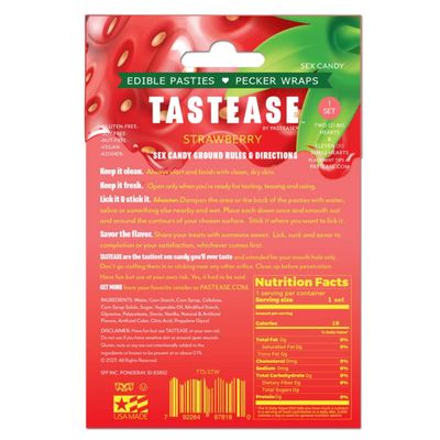 PASTEASE Tastease - Heart Shaped Edible Pasties in Strawberry Candy 6 Piece Set - Fun for A Special Occassion or Everyday - Dimensions 2 x 2 Coverage 1 Inches