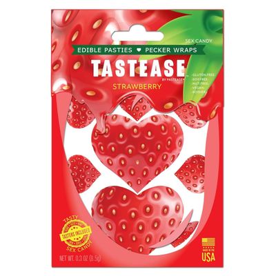 PASTEASE Tastease - Heart Shaped Edible Pasties in Strawberry Candy 6 Piece Set - Fun for A Special Occassion or Everyday - Dimensions 2 x 2 Coverage 1 Inches