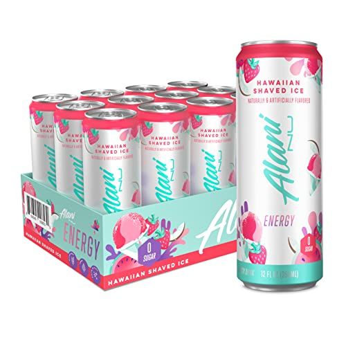 Alani Nu HAWAIIAN SHAVED ICE Sugar Free, Low Calorie Energy Drinks | 200mg Caffeine | Pre Workout Performance with Antioxidants | Biotin B Vitamins | Zero Sugar | 10 Calories | 12 Fl Oz Cans (12 Pack)