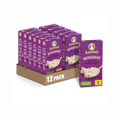 Annie&#39;s White Cheddar Shells Macaroni and Cheese with Organic Pasta, 6 oz (Pack of 12)