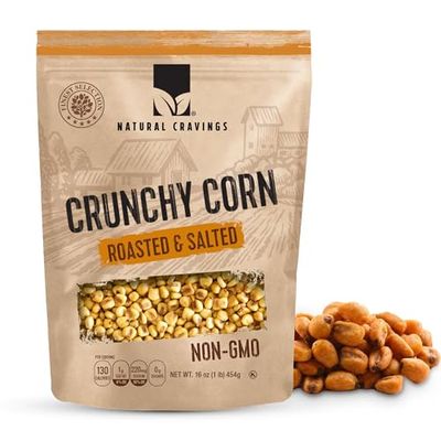 Natural Craving Salted and Roasted Corn Nuts - Original Toasted Corn Kernels in Resealable Bag - Crunchy Snack (Natural Cravings Corn Nuts)