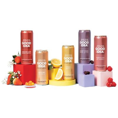 GOOD IDEA - Functional Sparkling Water - 5 Flavors - Primes Metabolism, Balances Blood Sugar - Caffeine Free, Vegan, Keto Friendly, Non GMO, Gluten Free, Kosher - Variety Pack Bundle - 12oz - 30 Cans