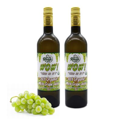 De La Rosa Organic White Grape Juice, Kosher, Non-GMO &amp; Gluten Free, Austrian White Grape Juice, No Preservatives or Sulfites, Vegan White Grape Juice, 25.4 Oz Glass Bottle (Pack of 2)