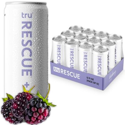 Tru Rescue Sparkling Water, Recovery Detox Drinks - 12 oz (Pack of 12)