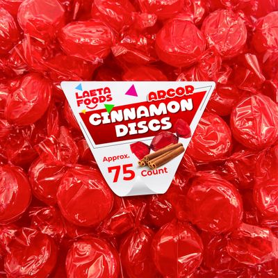 Arcor Cinnamon Discs Christmas Hard Candy, Red Wrapped (1 Pound Bag - Approx. 75 Count)