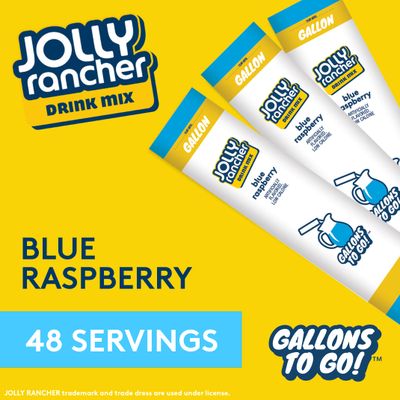 JOLLY RANCHER Gallons To Go Powdered Drink Mix, 8-Count Box (6 Pack) - Blue Raspberry - Low Calorie and Zero Sugar Drink Mix, Each Stick Makes 1 Gallon-Sized Pitcher