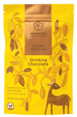 Elements Truffles Turmeric Dark Hot Chocolate -Heavy Metal Tested- All-Natural, Handmade, Dark Hot Chocolate Mix - Uses Ecuadorian, Fair Trade, Organic Cacao Powder - Vegan Hot Cocoa Mix - 8 oz
