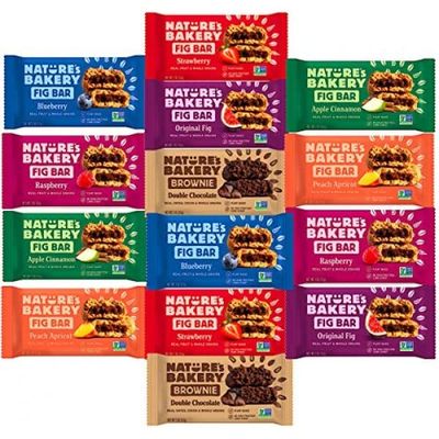 Pops Trading Company Since 1998 Nature&#39;s Bakery Whole Wheat Fig Bars, Variety Pack - Ultimate Healthy Stone Ground Whole Wheat Fig Bar (14 COUNT) Variety Pack Sampler, All Natural NON GMO Snack Food