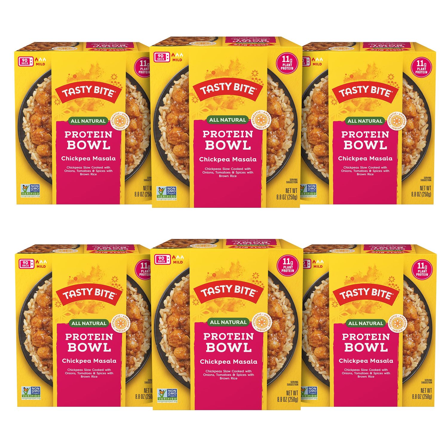 Tasty Bite Indian Style Chickpeas &amp; Rice Bowl, 8.8 Ounce, Pack of 6, Ready to Eat, Organic Brown Rice, Microwaveable, Vegan