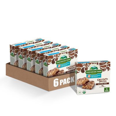 Cascadian Farm Chocolate Drizzle Granola Bars, Gluten Free, 5 ct (Pack of 6)