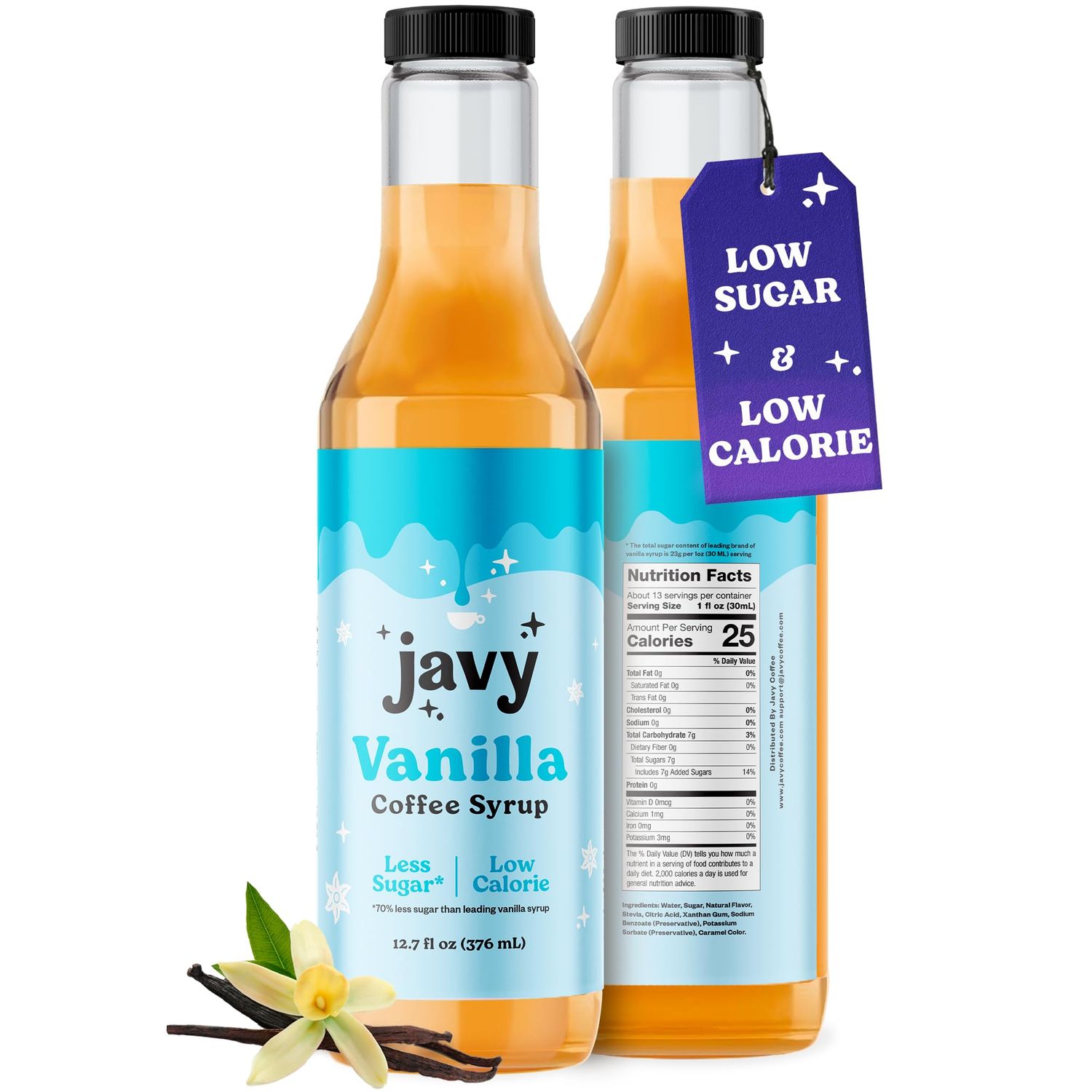 Javy Premium Coffee Syrup, Low Sugar - Low Calorie, Coffee Flavoring Syrup, Coffee Bar Accessories. Great for Flavoring All Types of Drinks