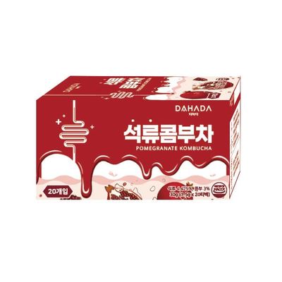 Dahada Pomegranate Kombucha Refreshing Tea, 20 Tea Bags, Fruit Tea, Caffeine-Free, Herbal Tea