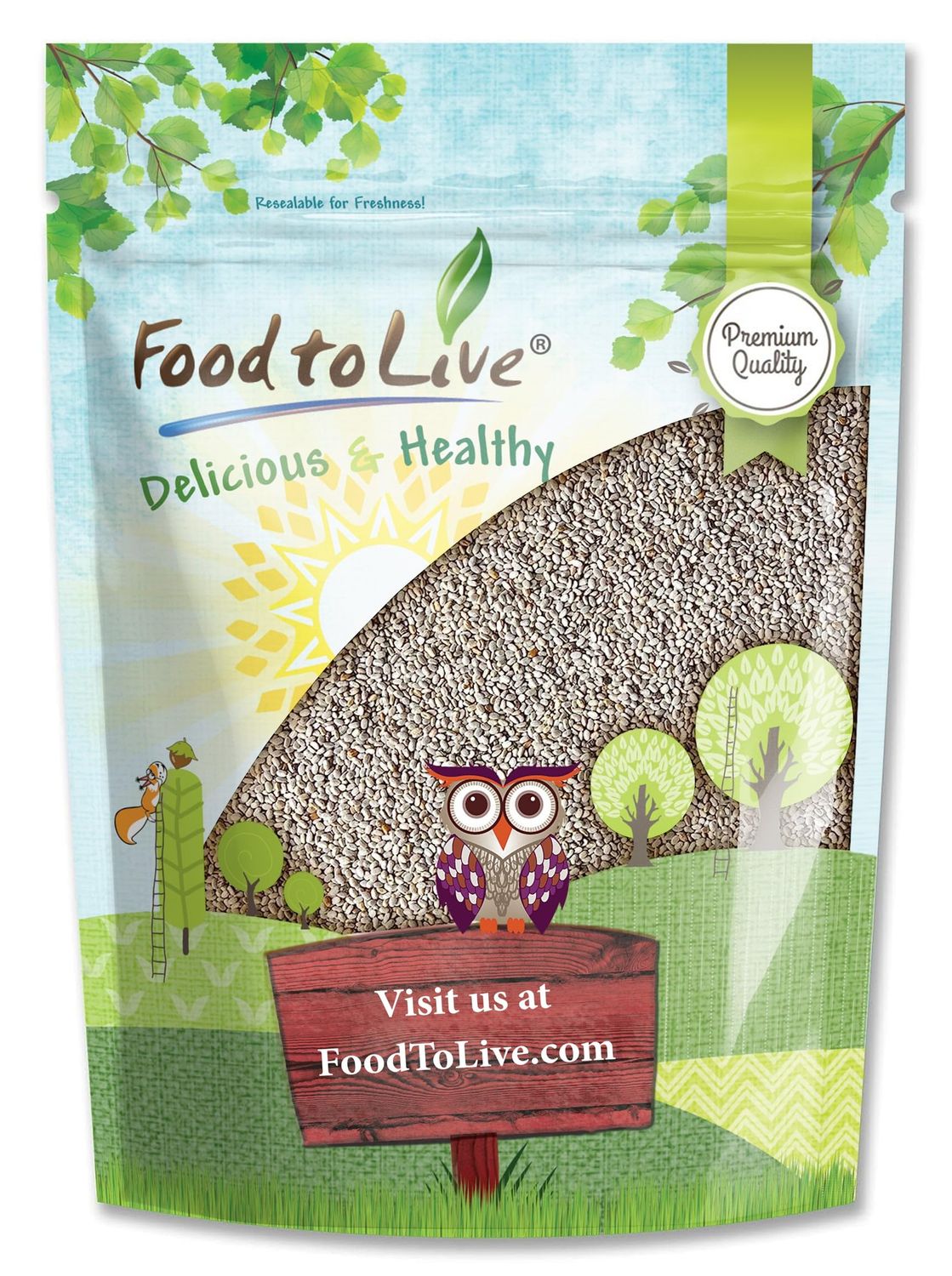 White Chia Seeds, 1.5 Pounds - Whole, Raw, Kosher, Keto, Sirtfood, Vegan, Bulk. Rich in Omega 3, Omega 6, Fiber, Protein. Great for Chia Pudding, Yogurt, Cereals, Smoothies.