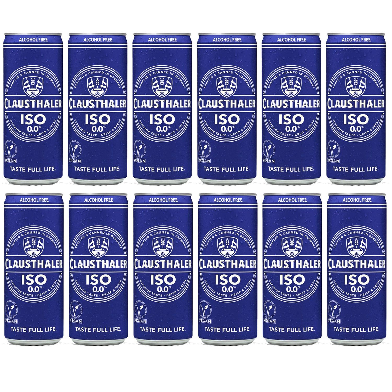 [Pack of 12] CLAUSTHALER ISO 0.0% Non Alcholic Beer, Crafted &amp; Canned in Germany, Vegan