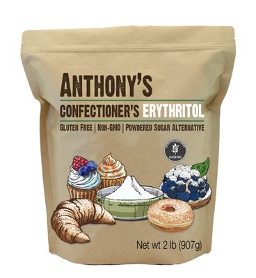 Anthony&#39;s Confectioner&#39;s Erythritol Powder, 2 lb, Non GMO, Sweetener, Zero Calorie, Keto &amp; Paleo Friendly