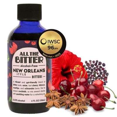 All The Bitter  New Orleans Cherry Bitters  4 oz Bottle of Non Alcoholic Bitters  Zero Proof Bitters for Cocktails  Cocktail Mixers for Sazerac Non Alcoholic Wine Bitters  Soda Cocktail Bitters