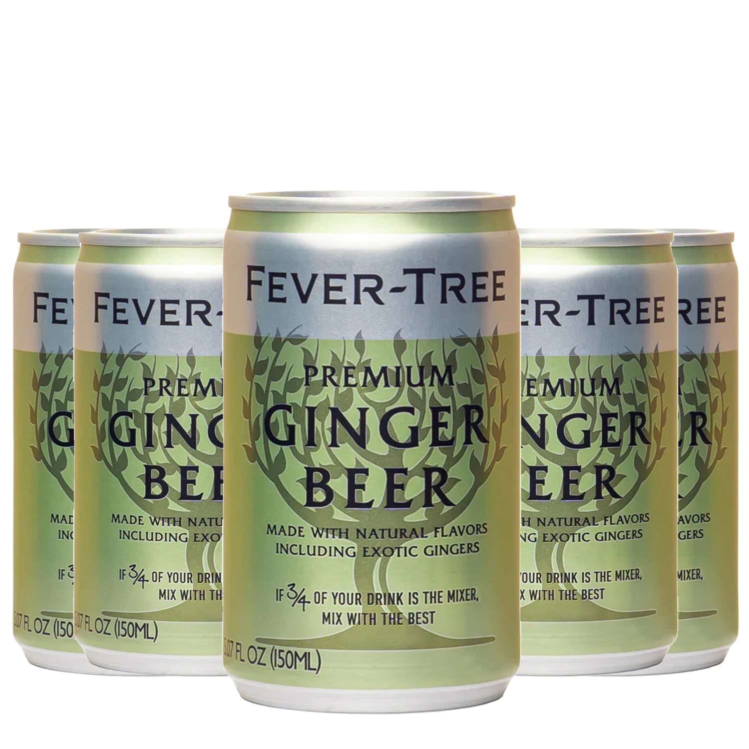 Fever Tree Premium Ginger Beer - Premium Quality Mixer and Soda - Refreshing Beverage for Cocktails &amp; Mocktails 150ml Bottle
