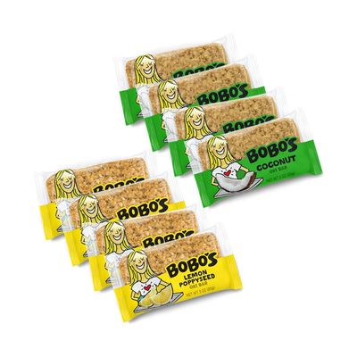 Bobo&#39;s Oat Bar Fruit Flavored Multipack, 4 Lemon Poppyseed and 4 Coconut, Great Tasting Healthy Snacks for the Whole Family (8, Fruit Multi)