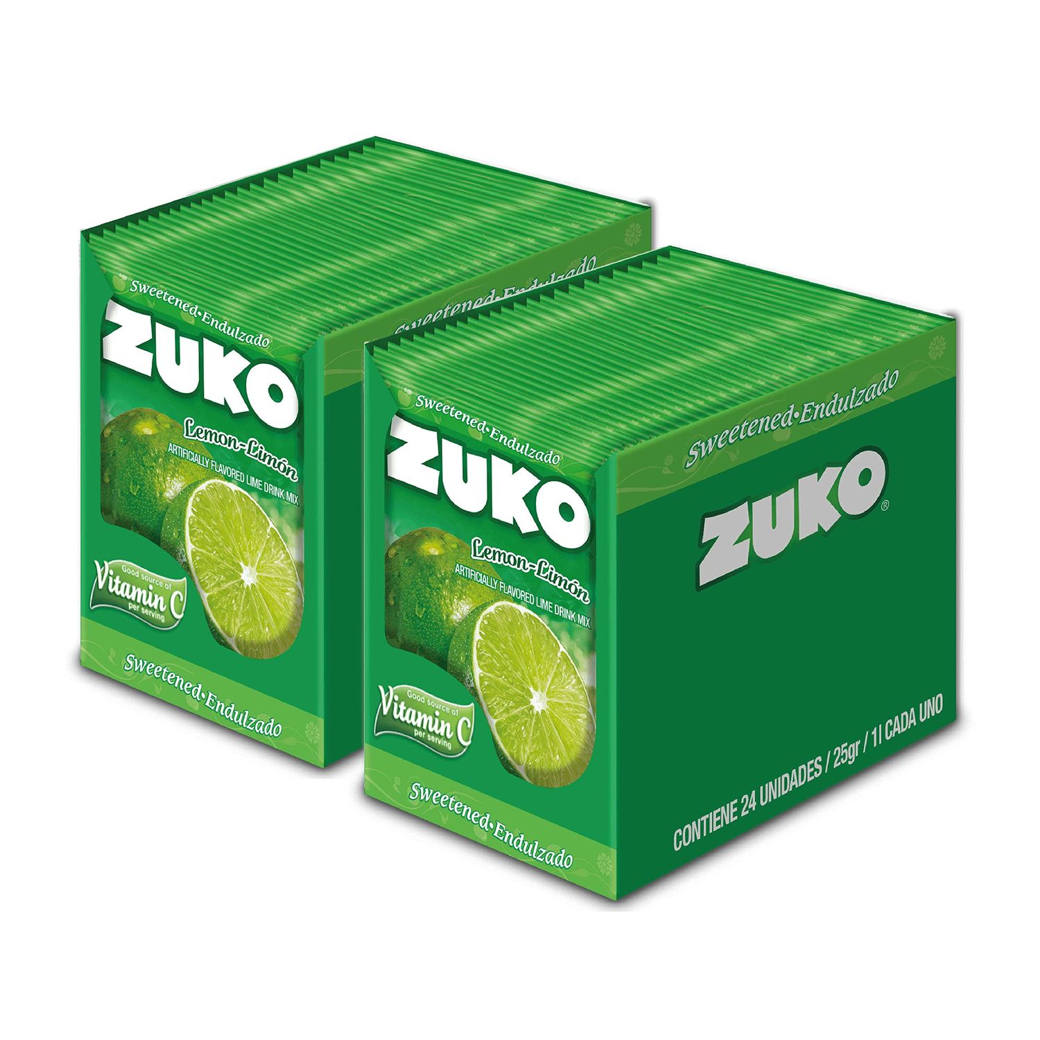 ZUKO Lime 24 Instant Powder Drink, No Sugar Needed, Individual Bags 0.9 Oz (Pack of 2)