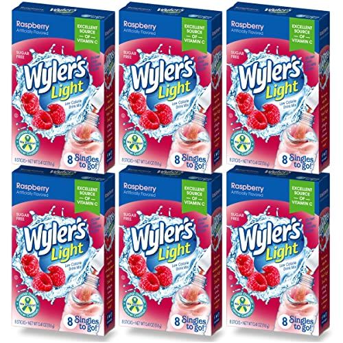 Wyler&#39;s Light Singles To Go Drink Mix, Raspberry, 6 Pack (48 Drink Sticks Total)