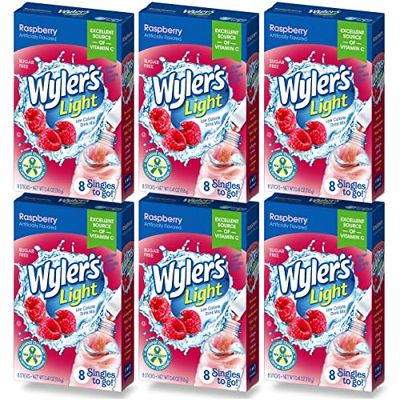 Wyler&#39;s Light Singles To Go Drink Mix, Raspberry, 6 Pack (48 Drink Sticks Total)