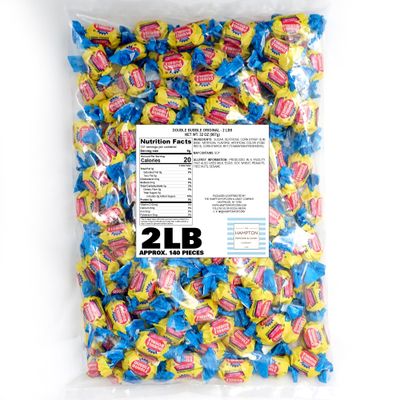 Dubble Bubble Original Gum - 2 Pound Bulk Bag (Approx. 140 Pieces) - Individually Wrapped Gum - The Hampton Popcorn & Candy Company (Original - Pink Gum)
