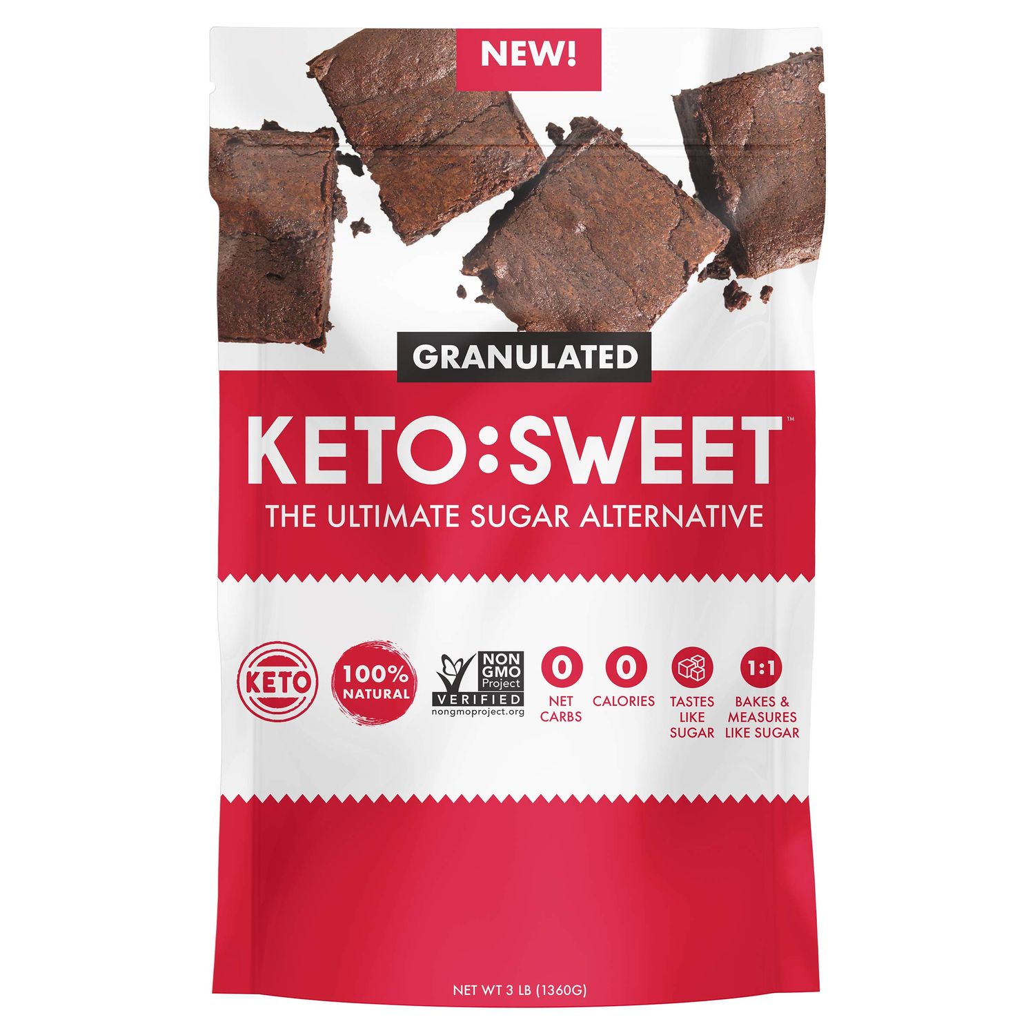 KETO:SWEET Ultimate Sugar Alternative, 100% Natural Erythritol, Unflavored, 48 Oz