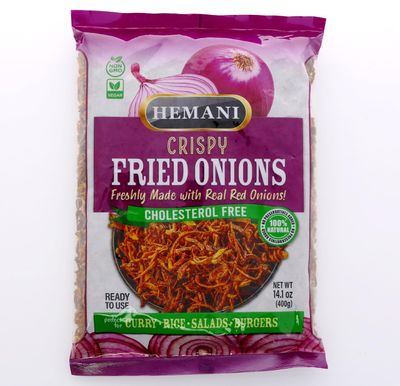 HEMANI Crispy Red Fried Onions 14.1 OZ (400g) - MSG Free French Fried Onions - Made with Real Red Onions - Perfect Crispy Onions for Cooking and Salad Topping