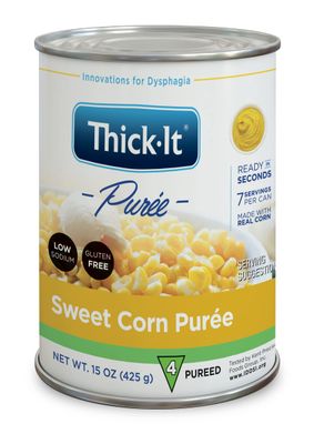 Thick-It Pureed Sweet Corn (IDDSI), Made with Real Corn, Low Sodium &amp; Gluten-Free, Digestible Swallowing Aid, Simple-to-Use, 15 oz Can (Pack of 12)
