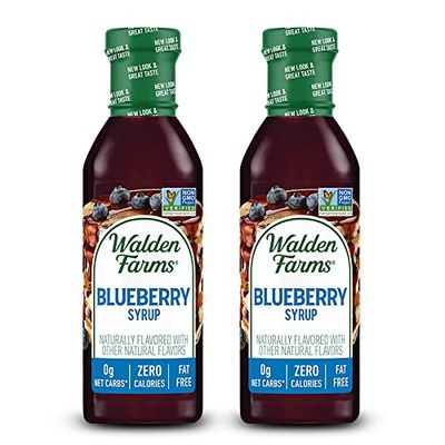 Walden Farms Blueberry Syrup - Sugar-Free, Calorie-Free, Low Carb, Keto-Friendly, Gluten-Free, Vegan Blueberry Syrup Alternative for Pancakes, Yogurt, Smoothies, (12 oz Bottle x 2)