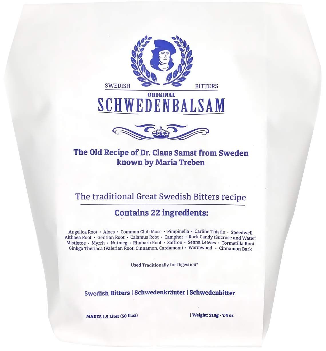 Swedish Bitters by Maria Treben, 22 Ingredients, 7.4oz dry weight, makes 50.7 fl.oz of Tonic