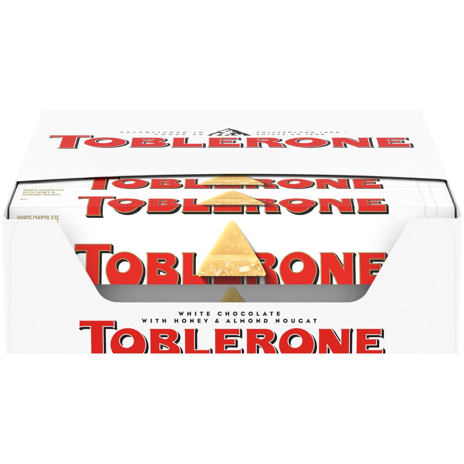 Toblerone Swiss White Chocolate Bars with Honey &amp; Almond Nougat, 20 - 3.52 oz Bars