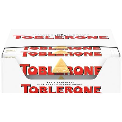 Toblerone Swiss White Chocolate Bars with Honey &amp; Almond Nougat, 20 - 3.52 oz Bars