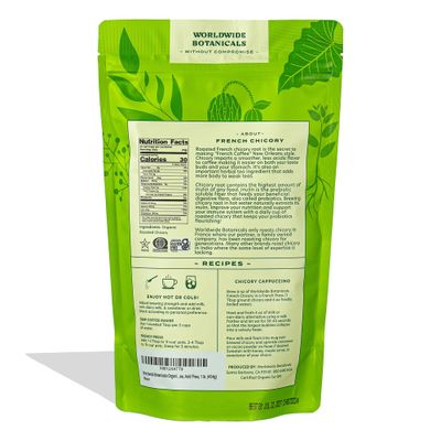 Worldwide Botanicals Organic French Chicory Root - Brew Like Coffee, Blend Roasted Chicory Root With Coffee, Coffee Alternative, Acid Free, Caffeine Free, Kosher, 1 Pound, Pack of 2