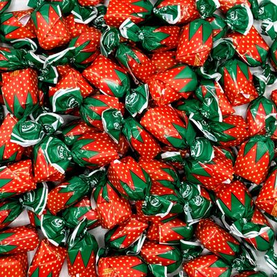 Strawberry Filled Hard Candy - Individually Wrapped Strawberry Bon Bons Candy 2 Pound Bulk Bag - Christmas Candy