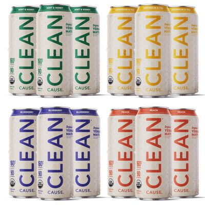 NEW! CLEAN Cause Variety Pack Organic Yerba Mate Tea (15.5oz cans, 12-Pack Case) Non-Carbonated, 160mg Caffeine