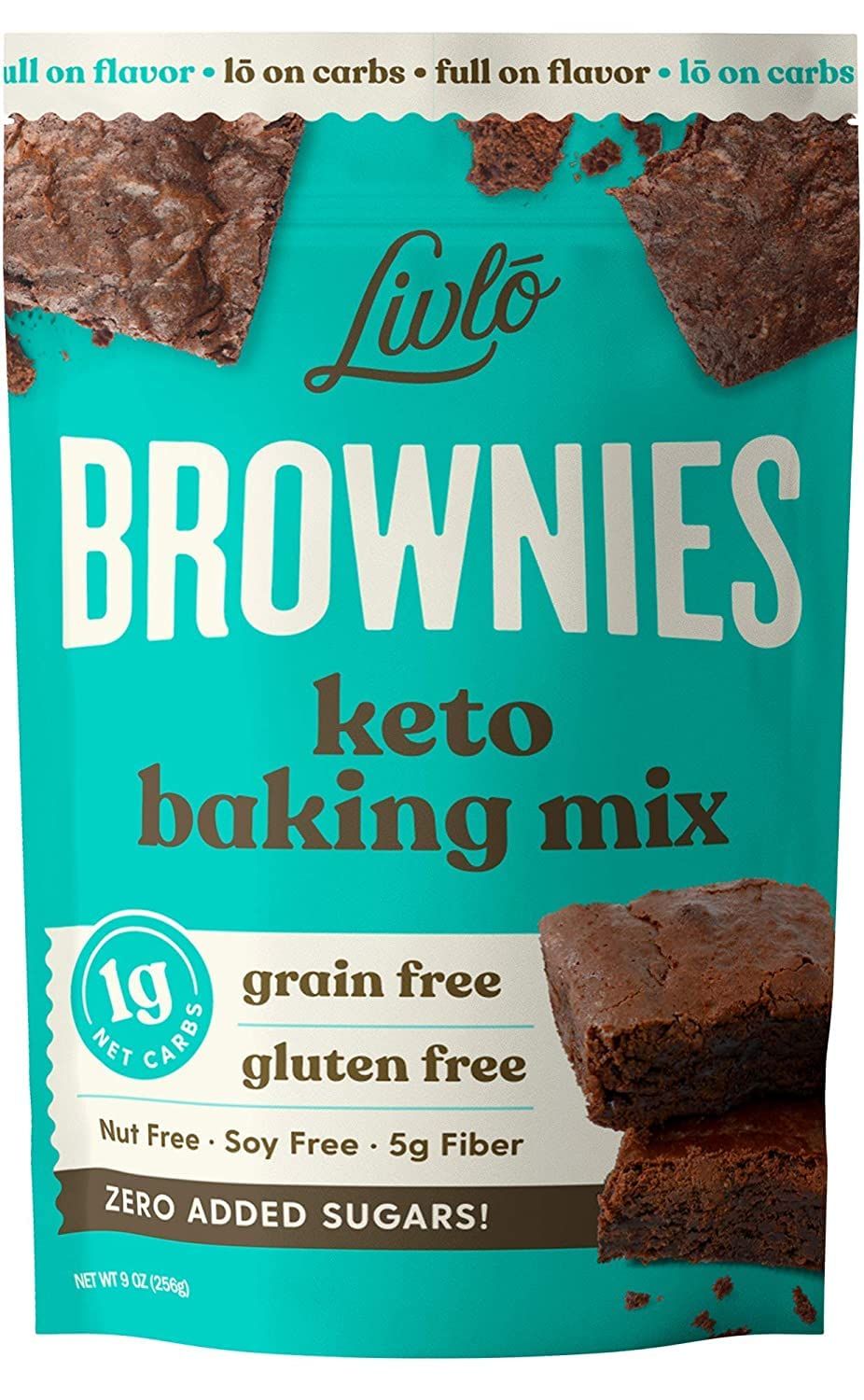 Livlo Keto Brownie Baking Mix - Just 1g Net Carb - Sugar Free &amp; Gluten Free Keto Desserts, Sweets &amp; Treats - Low Carb, Nut Free, Diabetic Friendly Snack - Fast, Delicious &amp; Easy to Make - 12 servings