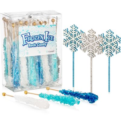 Candy Envy - Frozen Ice Rock Candy Sugar Sticks - 18 Individually Wrapped &amp; 3 Wands