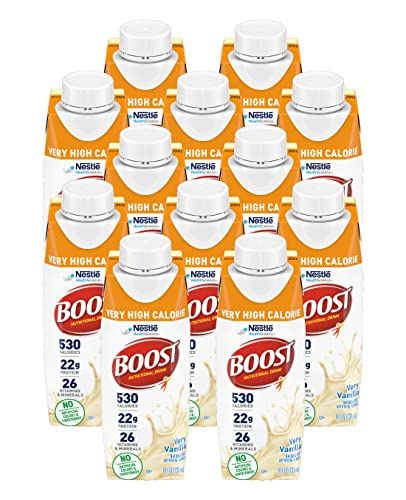 Boost Very High Calorie Nutritional Drink Very Vanilla, Made with Natural Vanilla Flavor &amp; No Artificial Flavors, Colors &amp; Sweeteners, 8 FL OZ (Pack of 12)