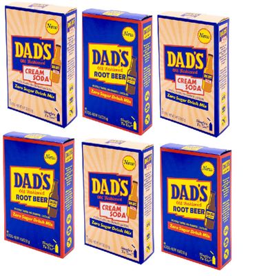 Singles to go Dad&#39;s Old Fashion Root beer, Dad&#39;s Old Fashion Cream Soda, 6 box bundle 3 of each Drink Mix